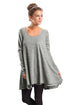 Sexy Grey Swingy Layered Long Sleeve Tunic